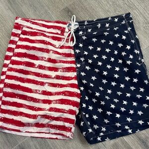 Patriotic Red and Blue Swim Trunks